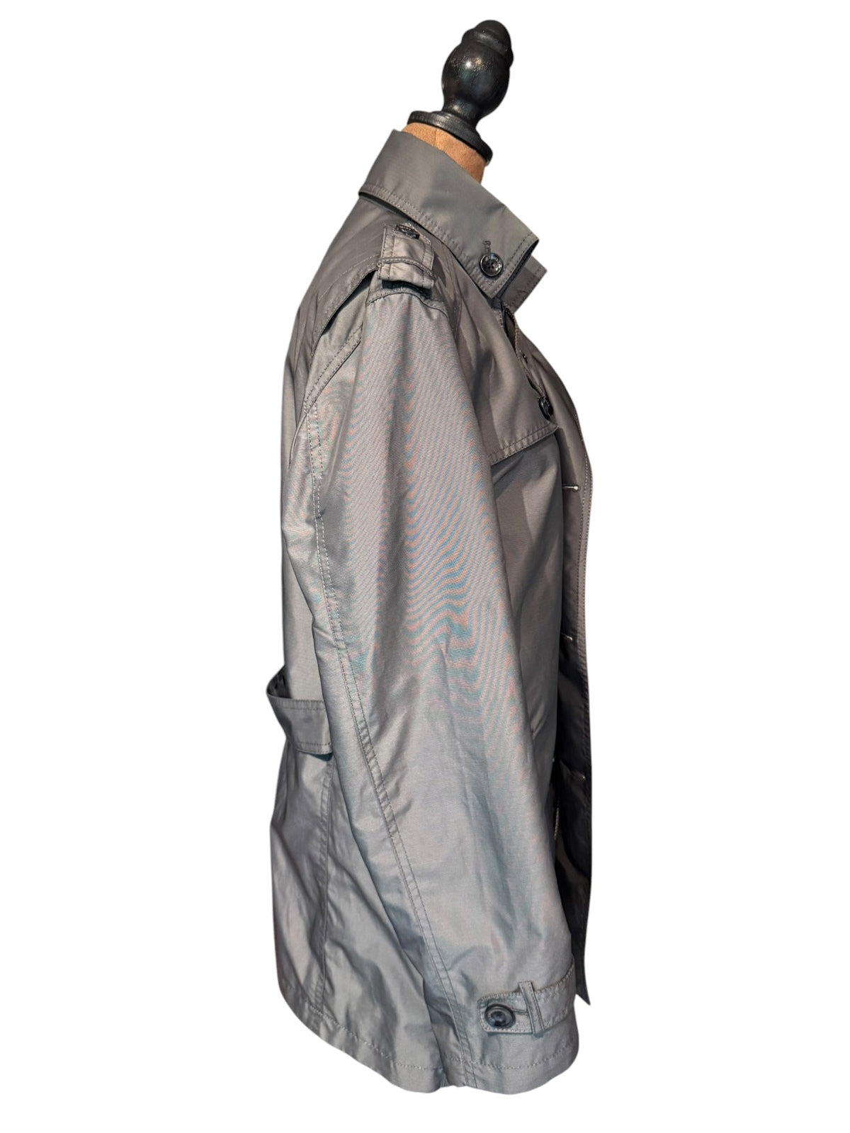 Heilan Home Vintage Gray Short Trench Coat with Quilted Lining