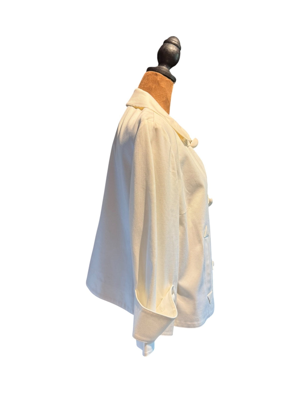 Per Se Cream Cotton Blend Swing Jacket with Unique Toggle Closures