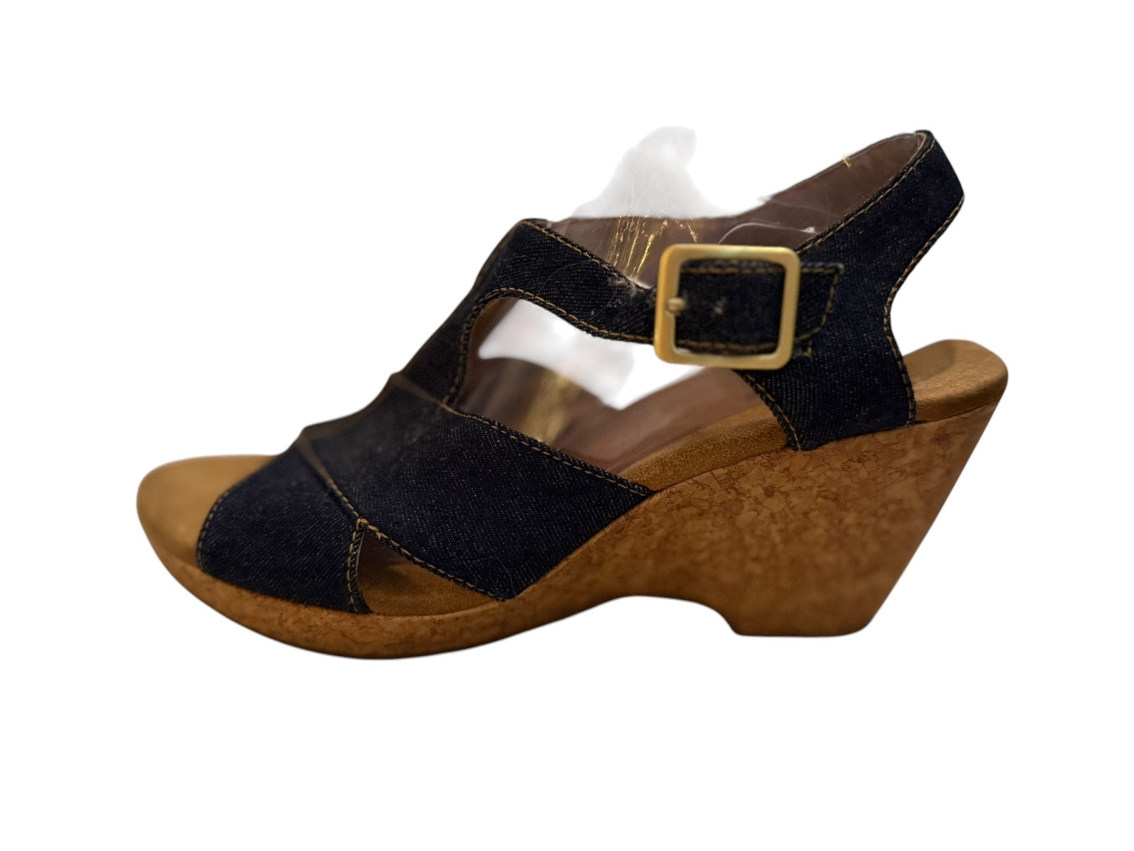 Clarks Women's Denim Wedge Sandals with Cork Heel