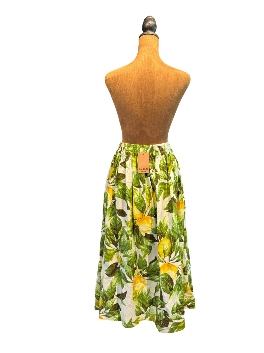 Gallery Andorra Lemon Print Midi Skirt