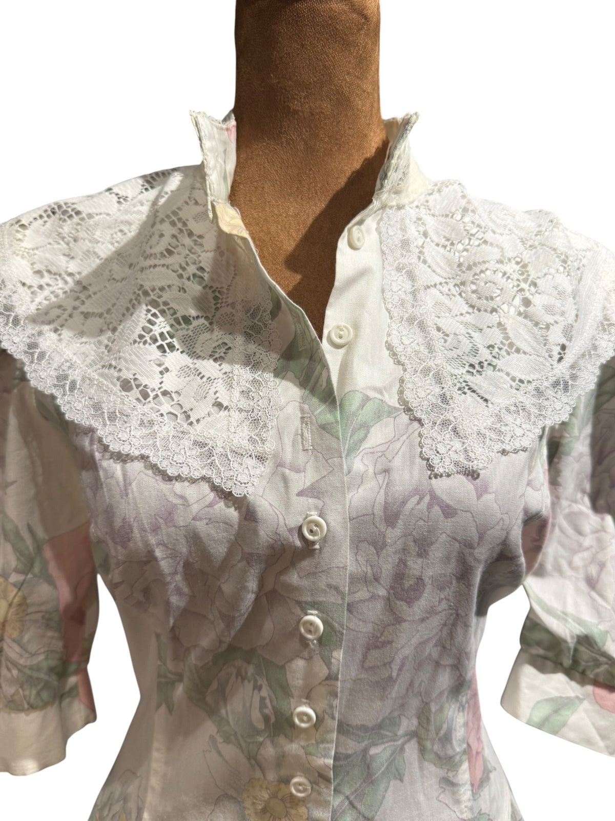 Vintage Pea Patch Floral Lace Collar Dress