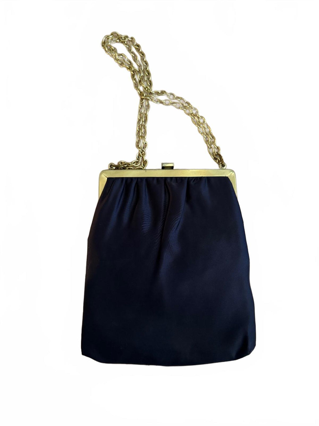 Vintage Mardane USA Black Evening Bag with Gold Chain and Frame