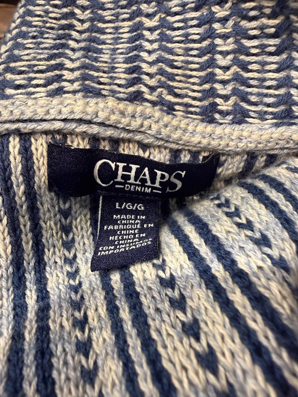 Chaps Blue and White Knit Sweater Vest