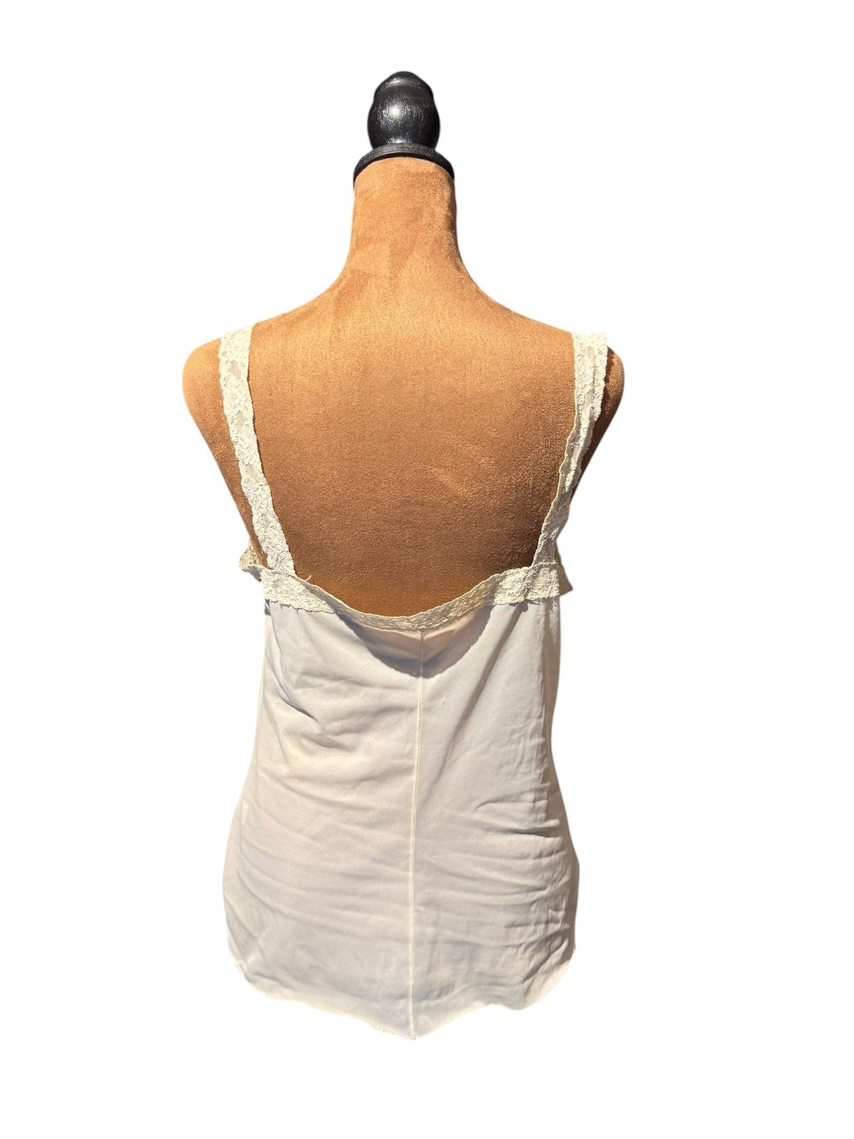 Vintage Cream Lace Trim Silk Camisole Tank Top