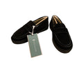 Revitalign Black Suede Loafers with White Stitching