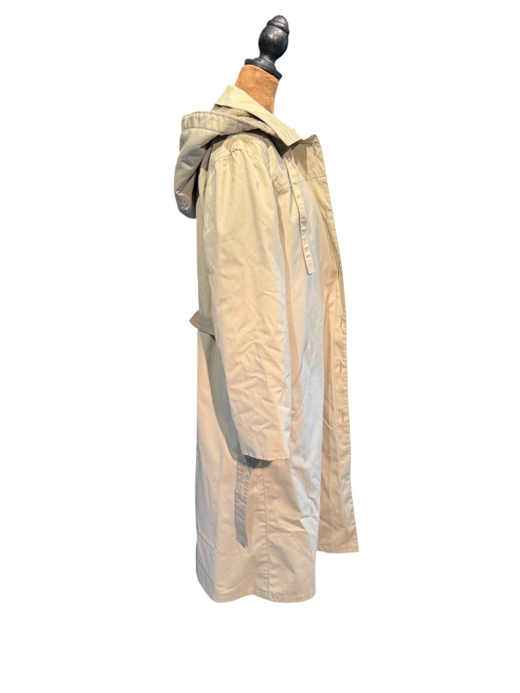 Vintage London Fog Beige Hooded Trench Coat with Fleece Liner