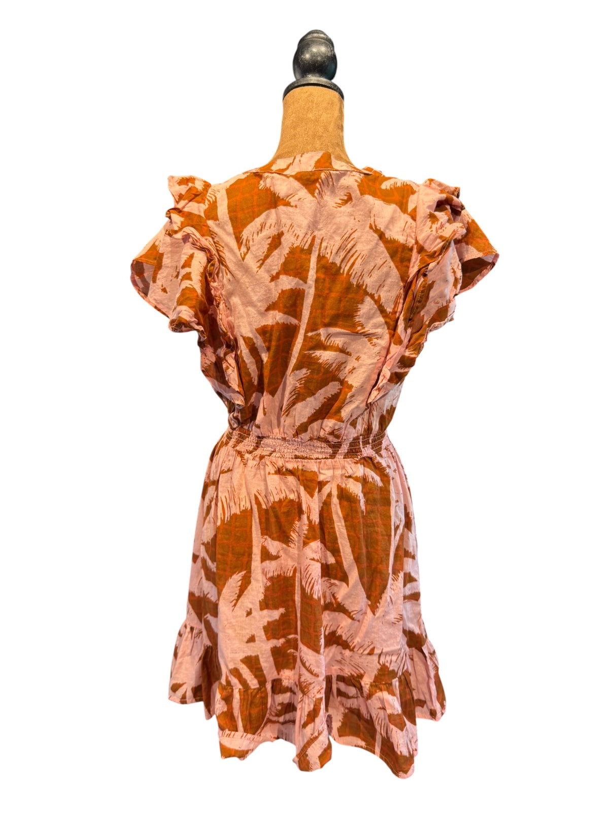 True Destinations Cotton Tropical Leaf Print Dress