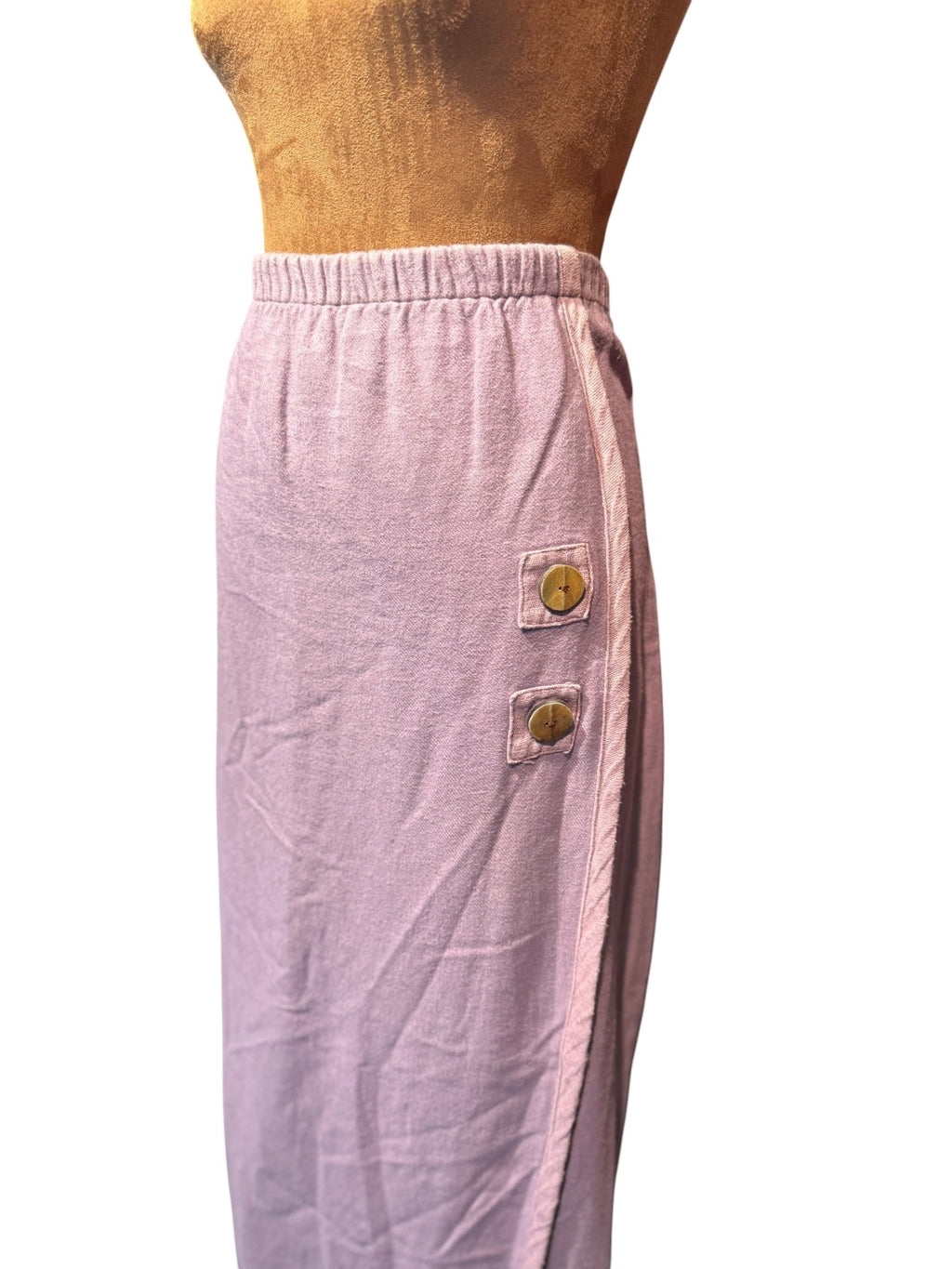 BODIL Vintage Lilac Knit Maxi Skirt with Wooden Button Accol