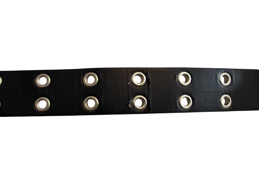 Black and White Double Prong Grommet Belt