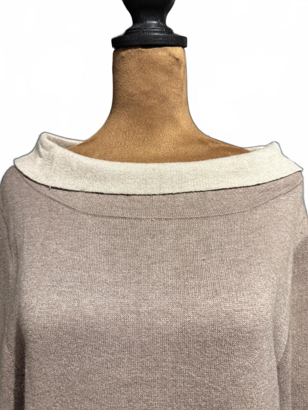 Adrienne Vittadini Beige Long Sleeve Knit Dress