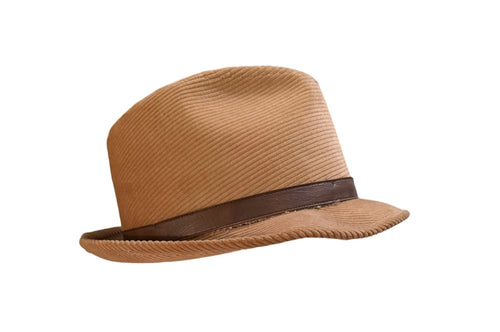 Vintage Adam New York Tan Corduroy Fedora Hat