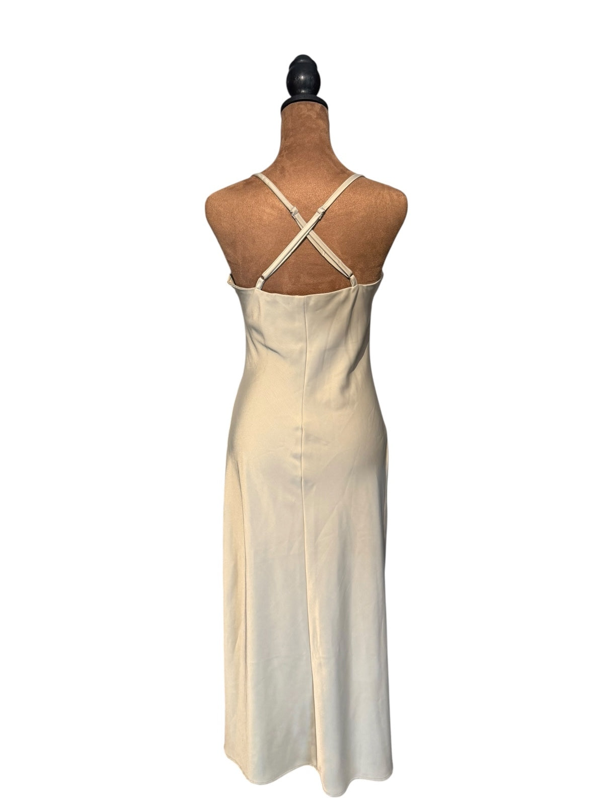 Nasty Gal Collection Cream Satin Slip Dress with Adjustable Straps