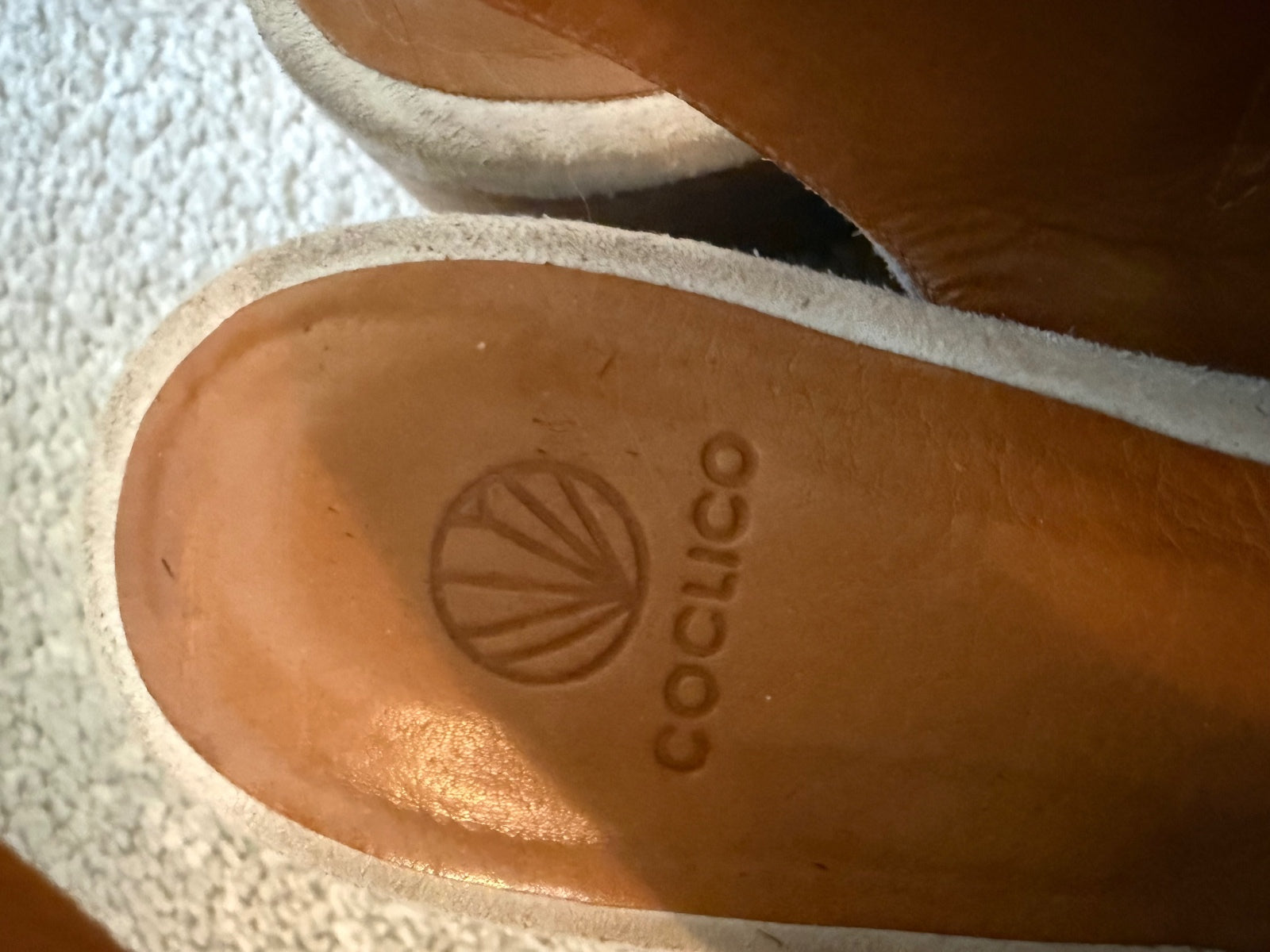 Coclico Beige Suede Wedge Sandals with Wooden Platform
