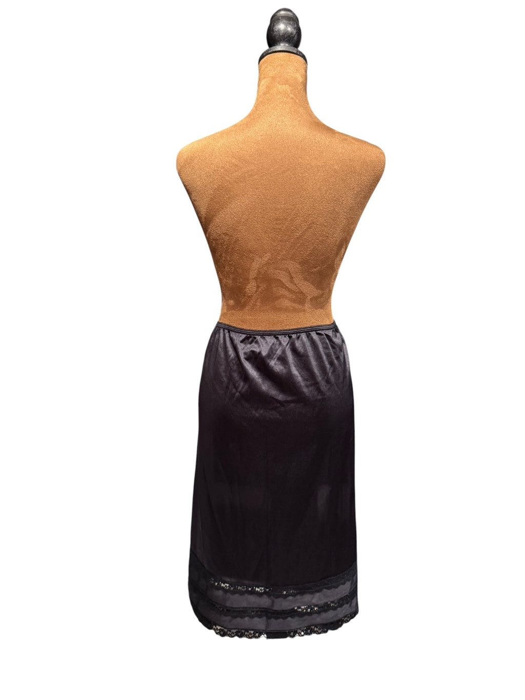 Vintage Vanity Fair Black Nylon Half Slip with Lace