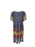 Lucca Navy Blue Multicolor Patterned Dress