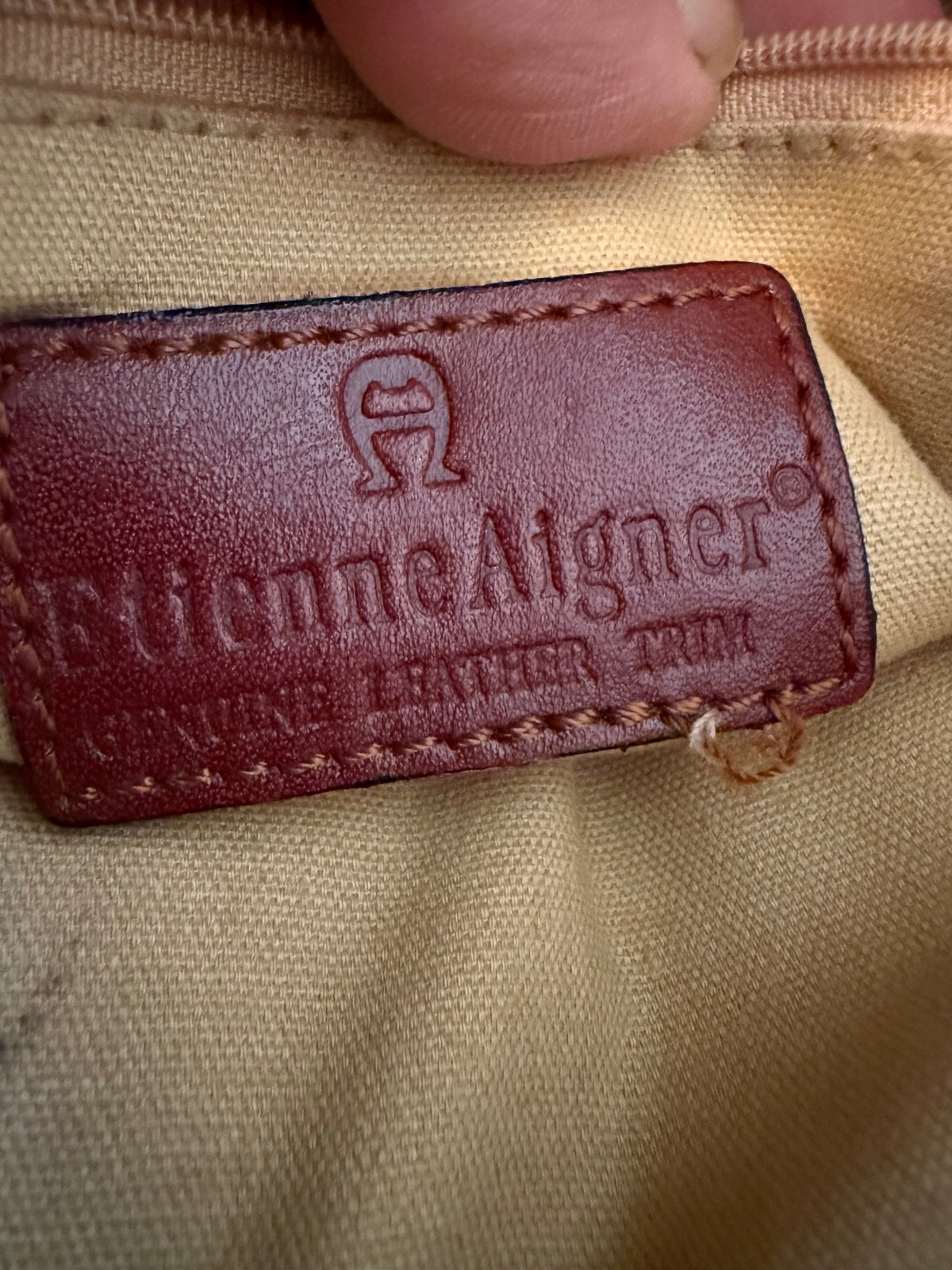 Etienne Aigner Woven Straw and Leather Crossbody Bag