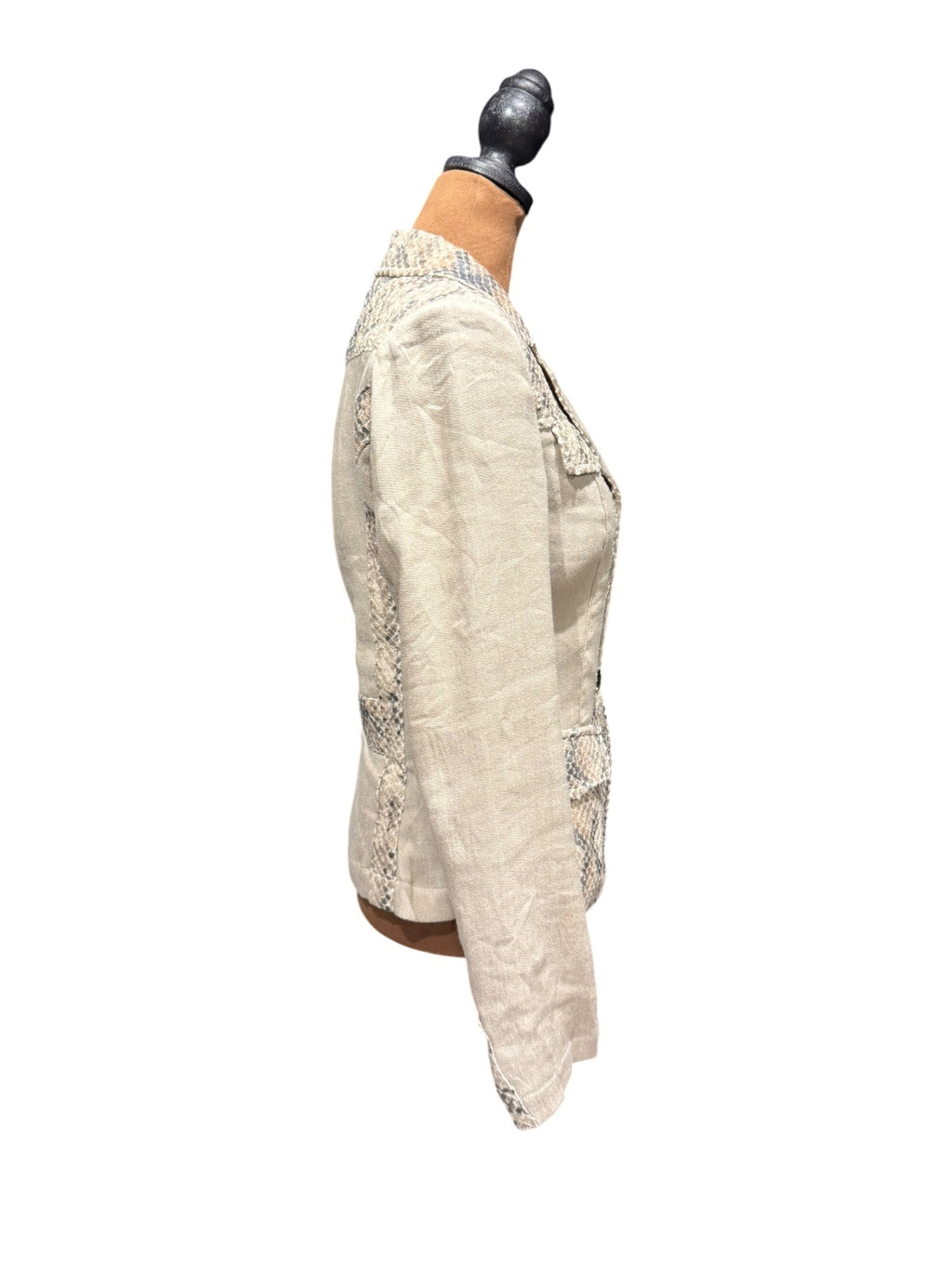 Save The Queen Women's Snake Print Linen Blazer Jacket