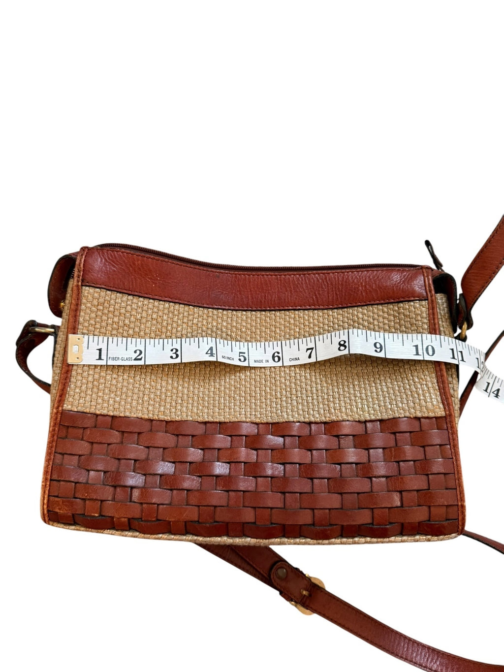 Etienne Aigner Woven Straw and Leather Crossbody Bag
