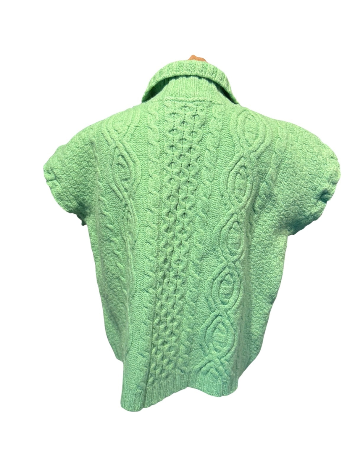 Vintage Aran Crafts Ireland 100% Merino Wool Green Short-Sleeve