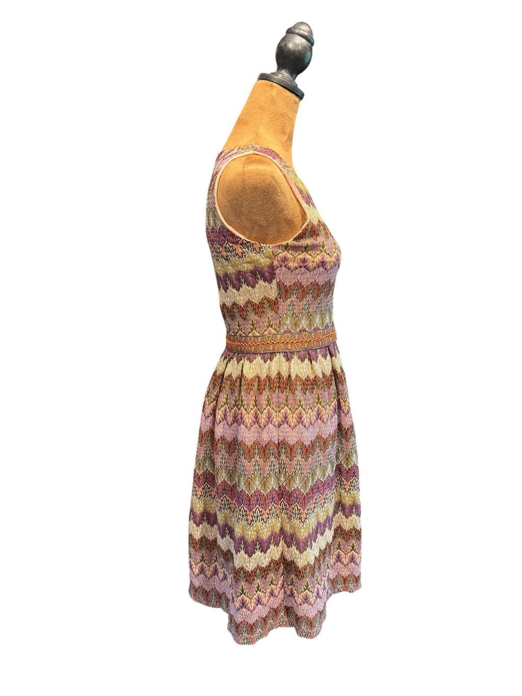 Young Threads Multicolor Zigzag Pattern Sleeveless Dress