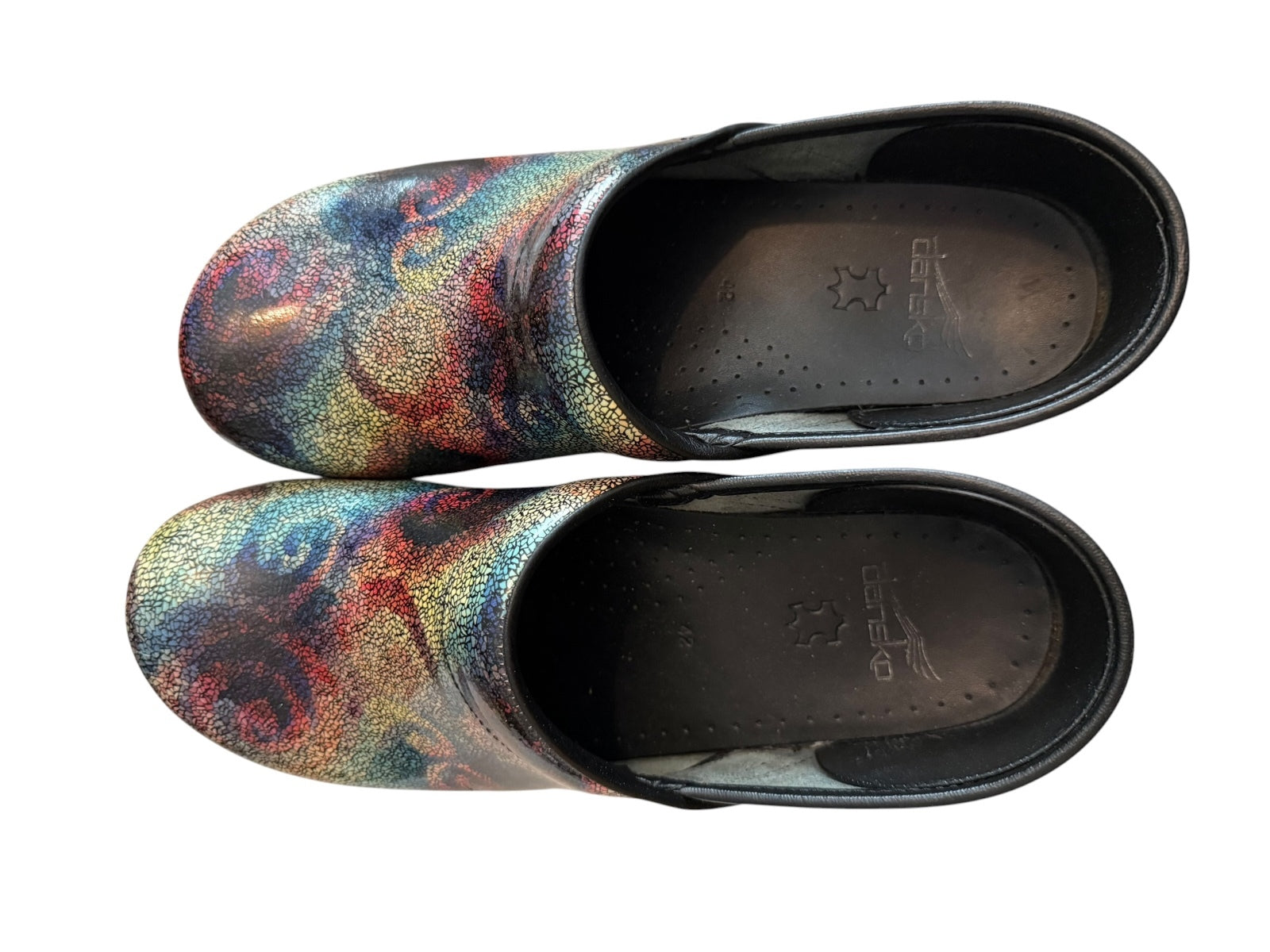 Dansko Multi-Color Patent Leather Clogs