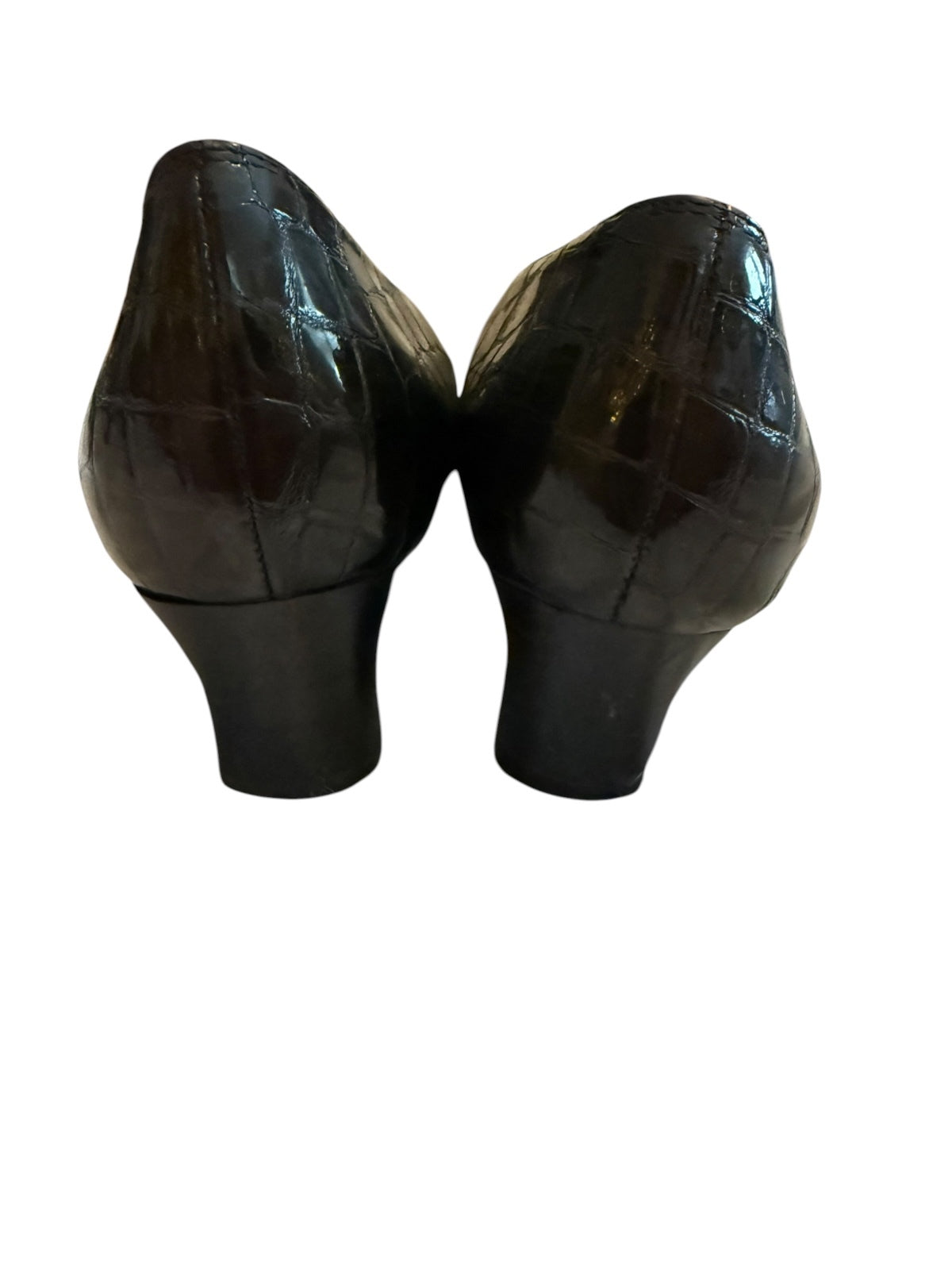 Ross Hommerson Black Croc-Embossed Low Heel Pumps