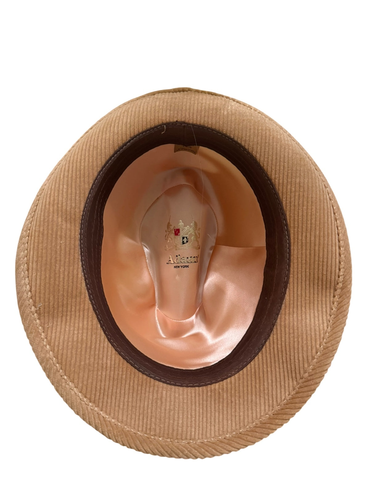 Vintage Adam New York Tan Corduroy Fedora Hat