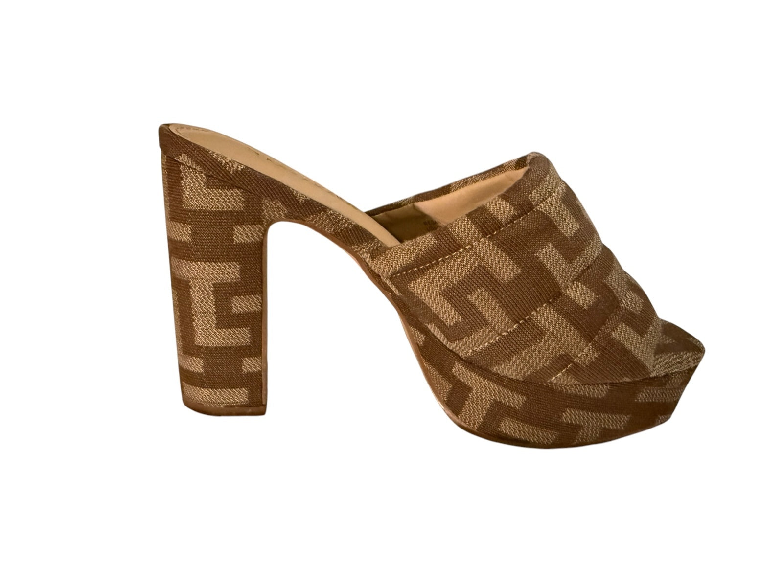 Shoedazzle Brown Patterned High Heel Mules