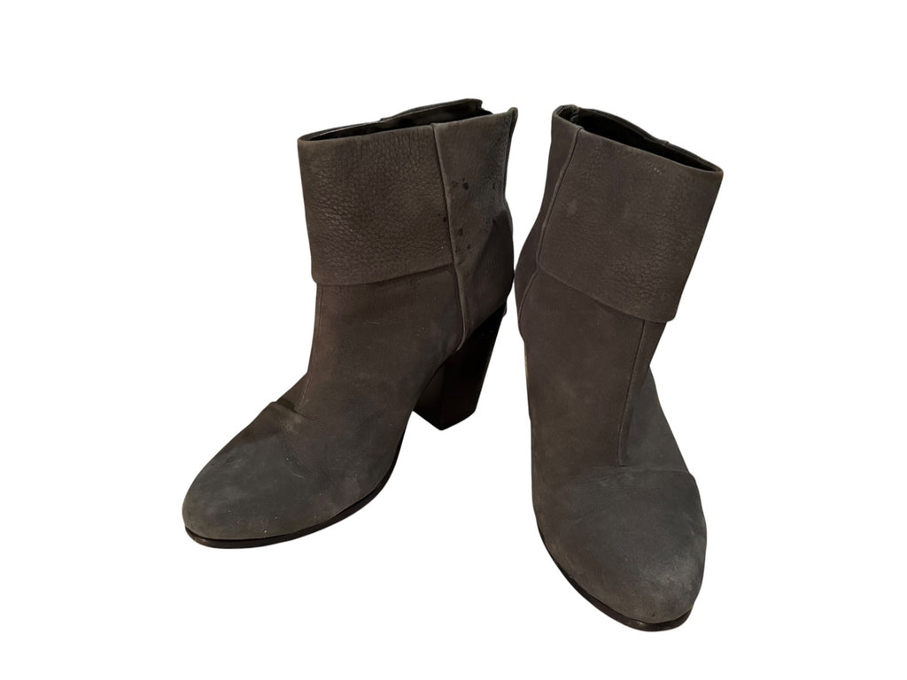 rag & bone Gray Suede Ankle Boots with Block Heel