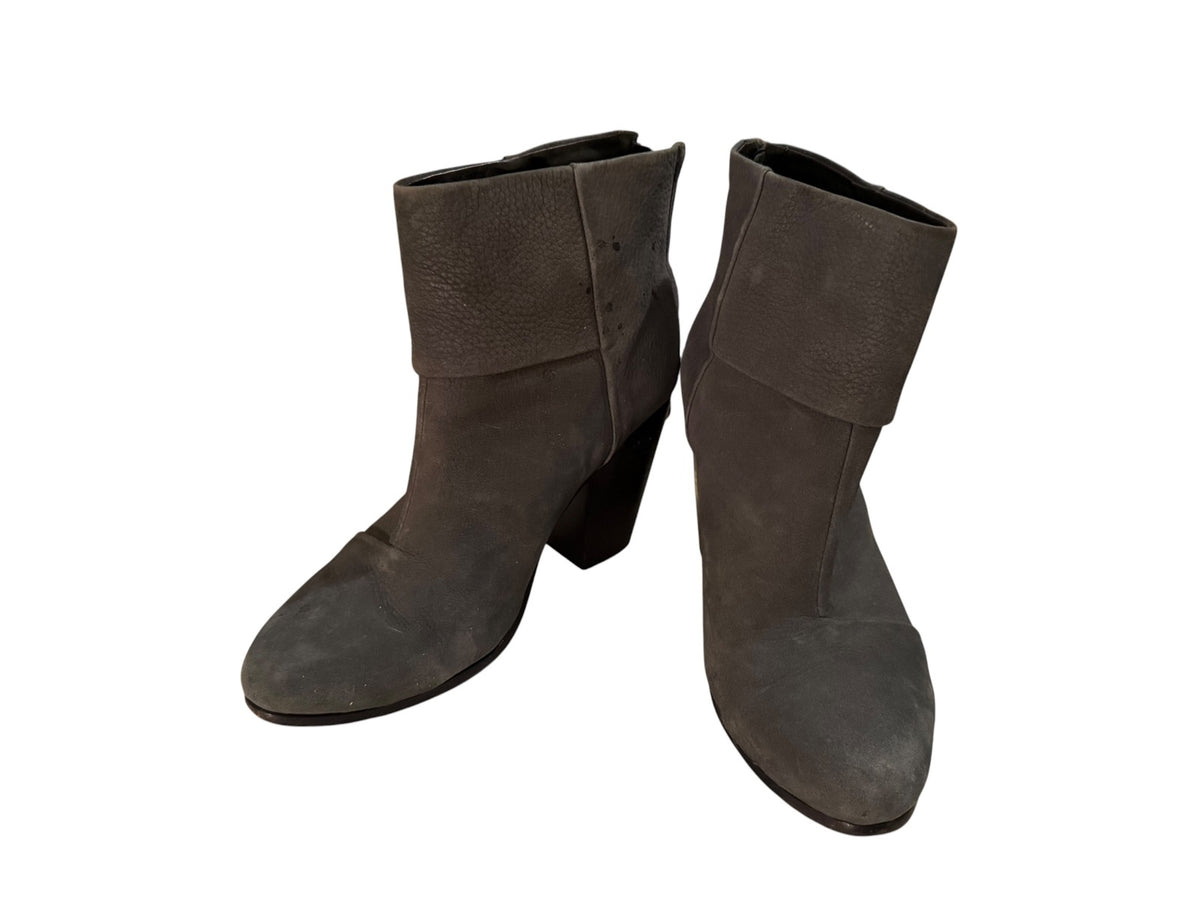 rag & bone Gray Suede Ankle Boots with Block Heel