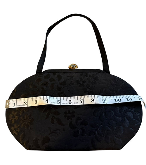 Vintage Black Evening Handbag with Decorative Clasp