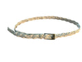 White Braided Belt with Silver Buckle