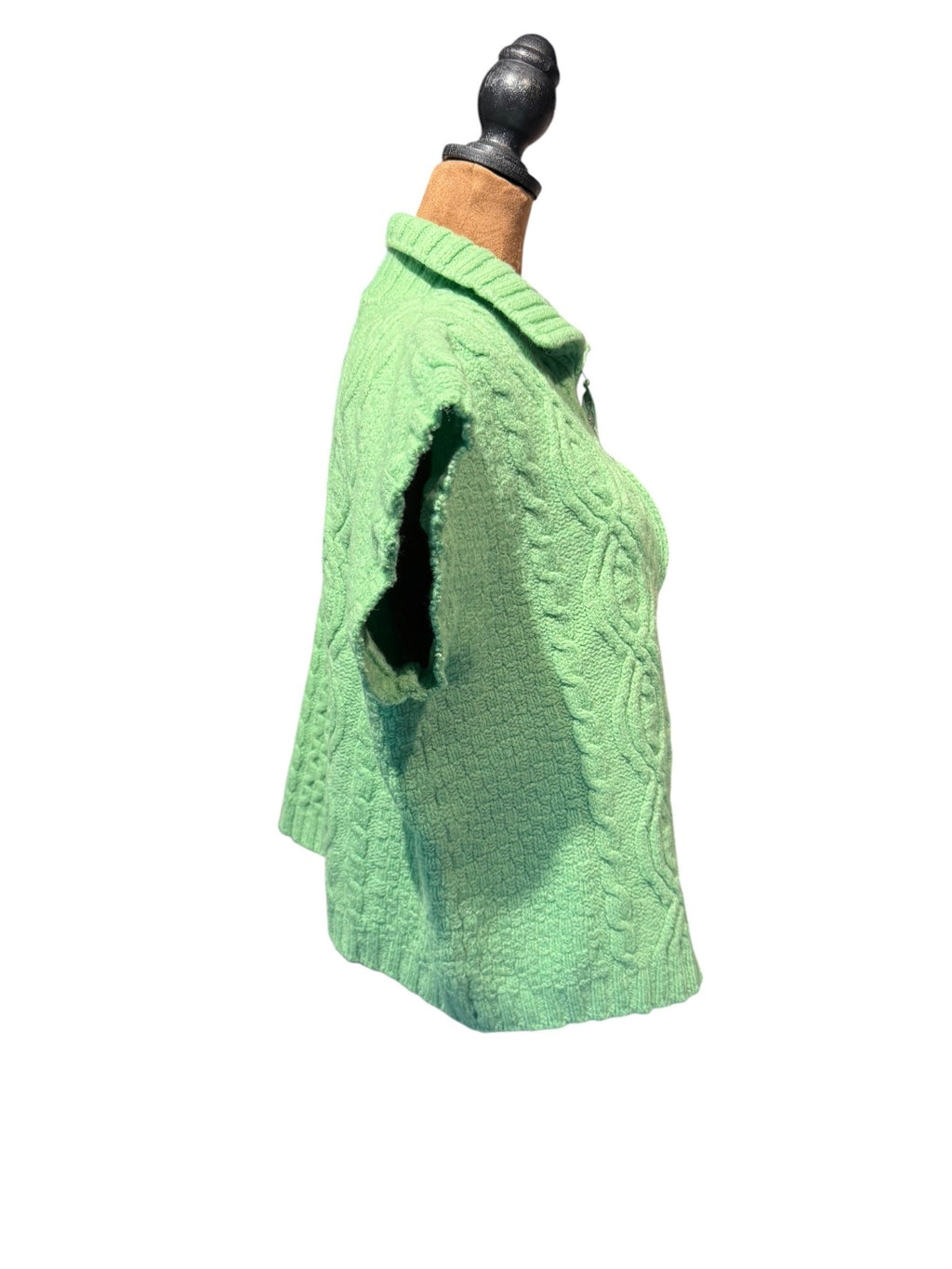 Vintage Aran Crafts Ireland 100% Merino Wool Green Short-Sleeve