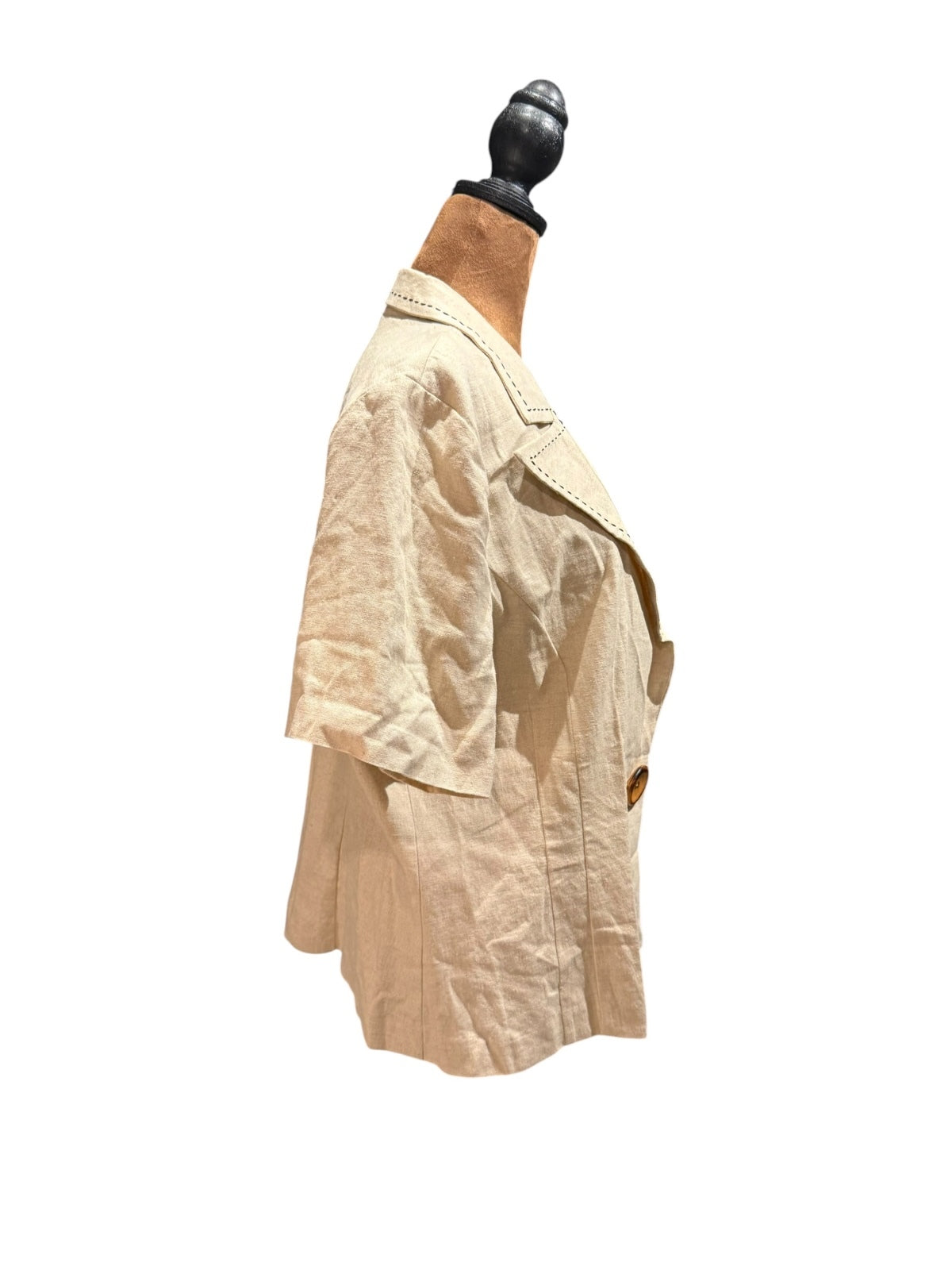 R&K Originals Beige Linen Rayon Short Sleeve Blazer