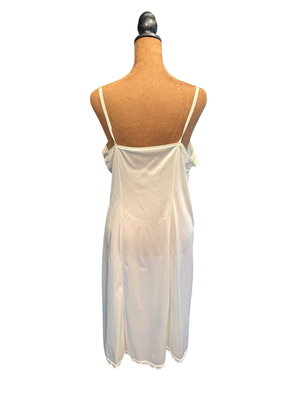 Vintage Sears Ivory Nylon Slip Dress with Lace Trim
