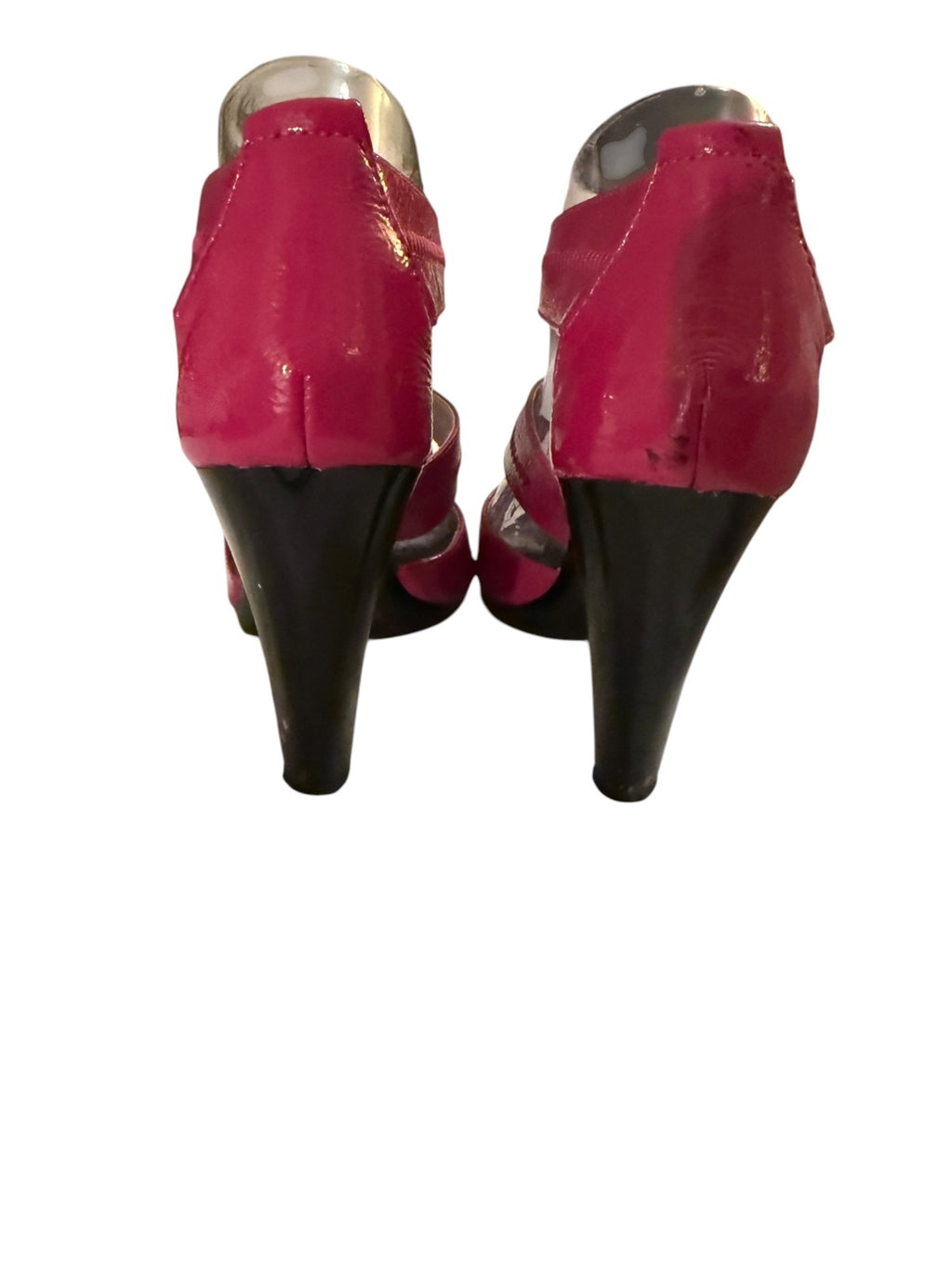 Michael Kors Pink Patent Leather High Heel Sandals with Front Zipper