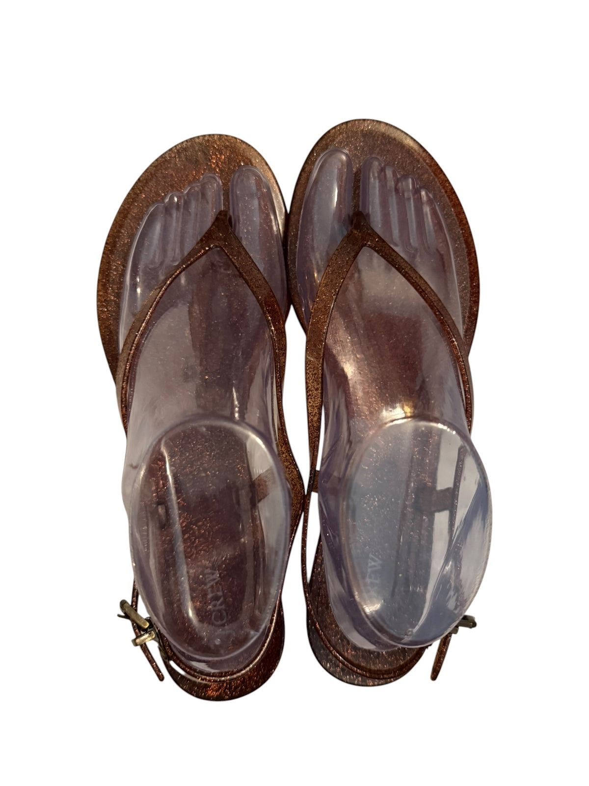 J.Crew Bronze Glitter Thong Sandals with Ankle Strap