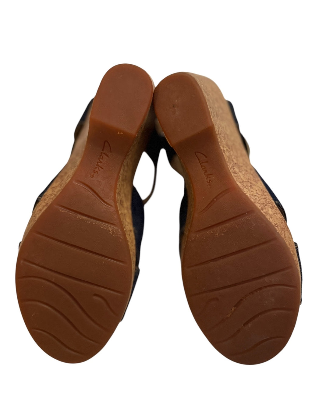 Clarks Women's Denim Wedge Sandals with Cork Heel
