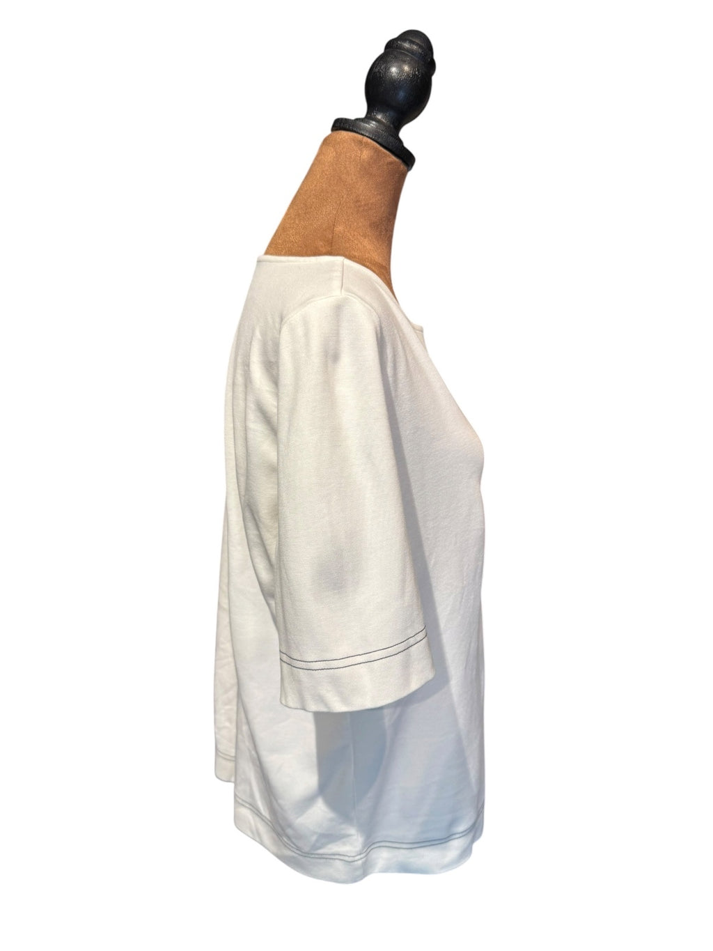 Walbusch White Short Sleeve Casual T-Shirt with Contrast Stitching