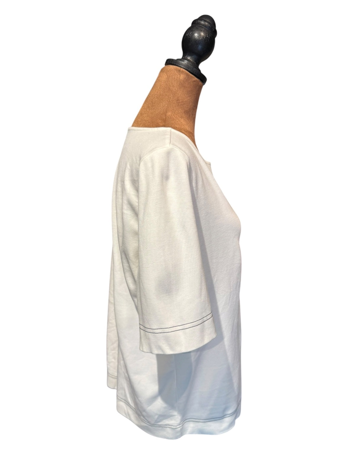 Walbusch White Short Sleeve Casual T-Shirt with Contrast Stitching
