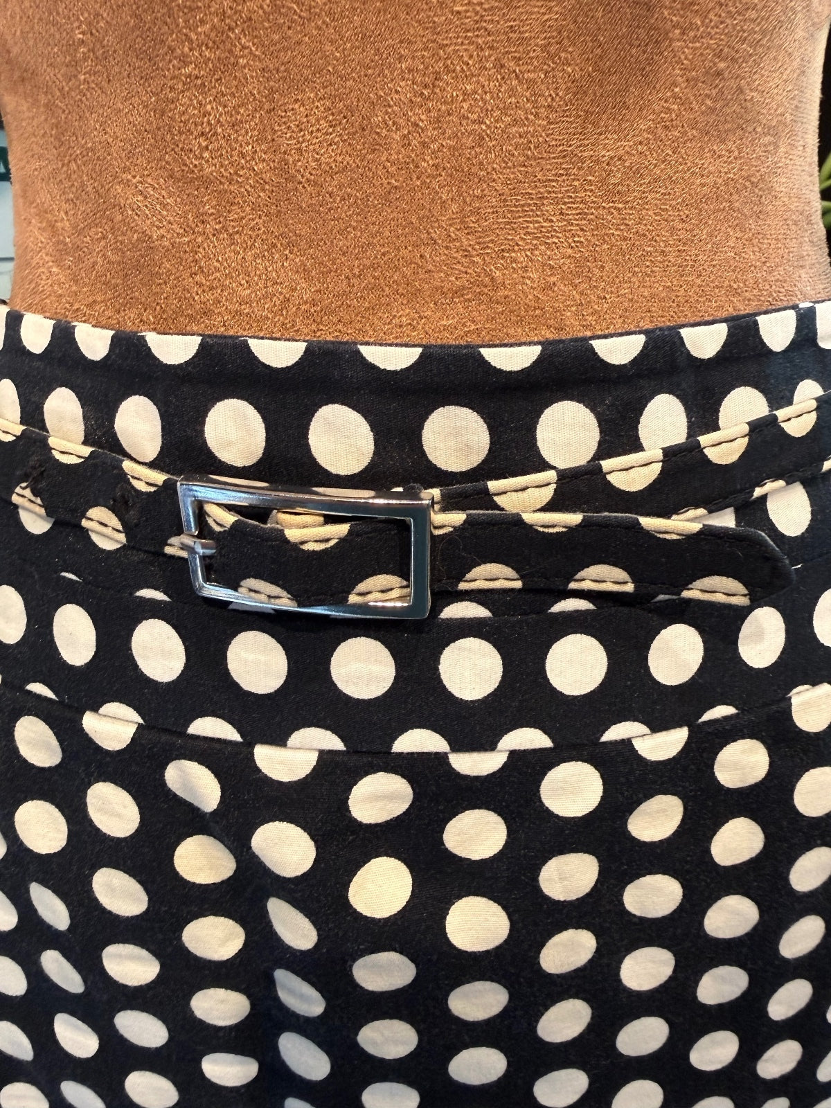Rafaella Classic Black and White Polka Dot Skirt with Belt -