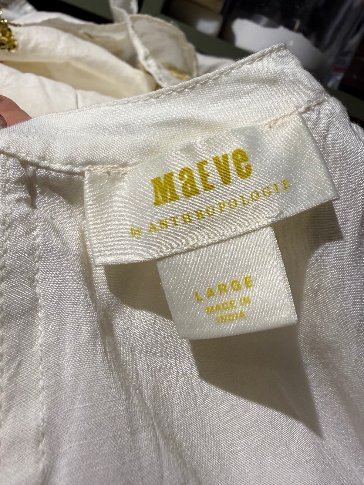 Maeve by Anthropologie White Sleeveless Tunic with Gold Embroidery