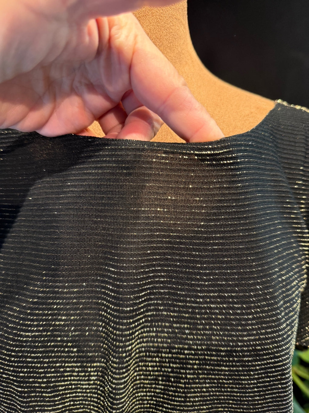 Vintage 80s Sears “The Fashion Place” Black and Gold Sparkle Dress