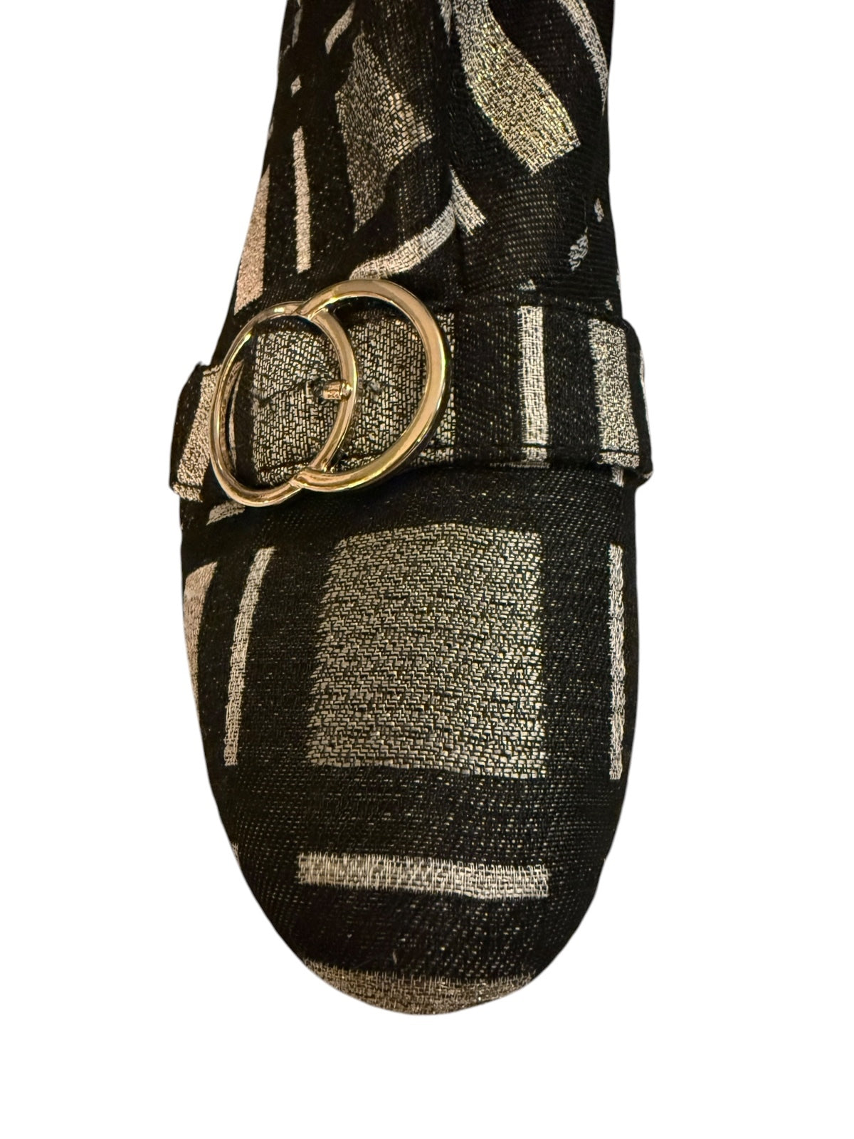 Bleeker and Bond Lacey Black and Silver Plaid Ankle Boots with Buckle Detail
