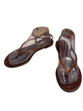 J.Crew Bronze Glitter Thong Sandals with Ankle Strap