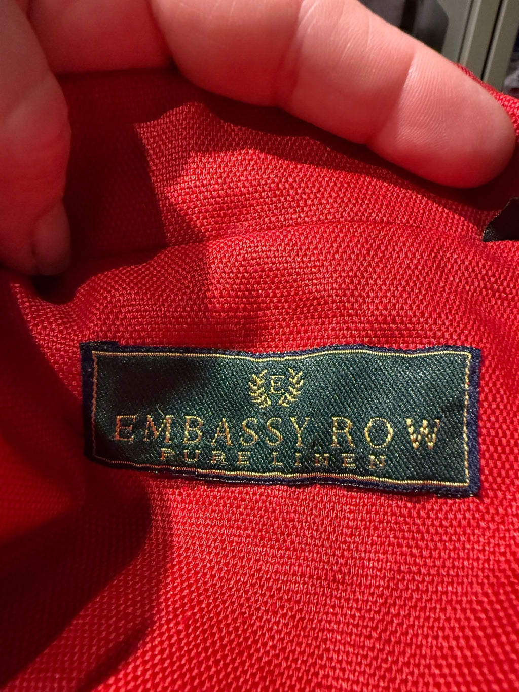 Embassy Row Red Pure Linen Short Sleeve Blazer Jacket