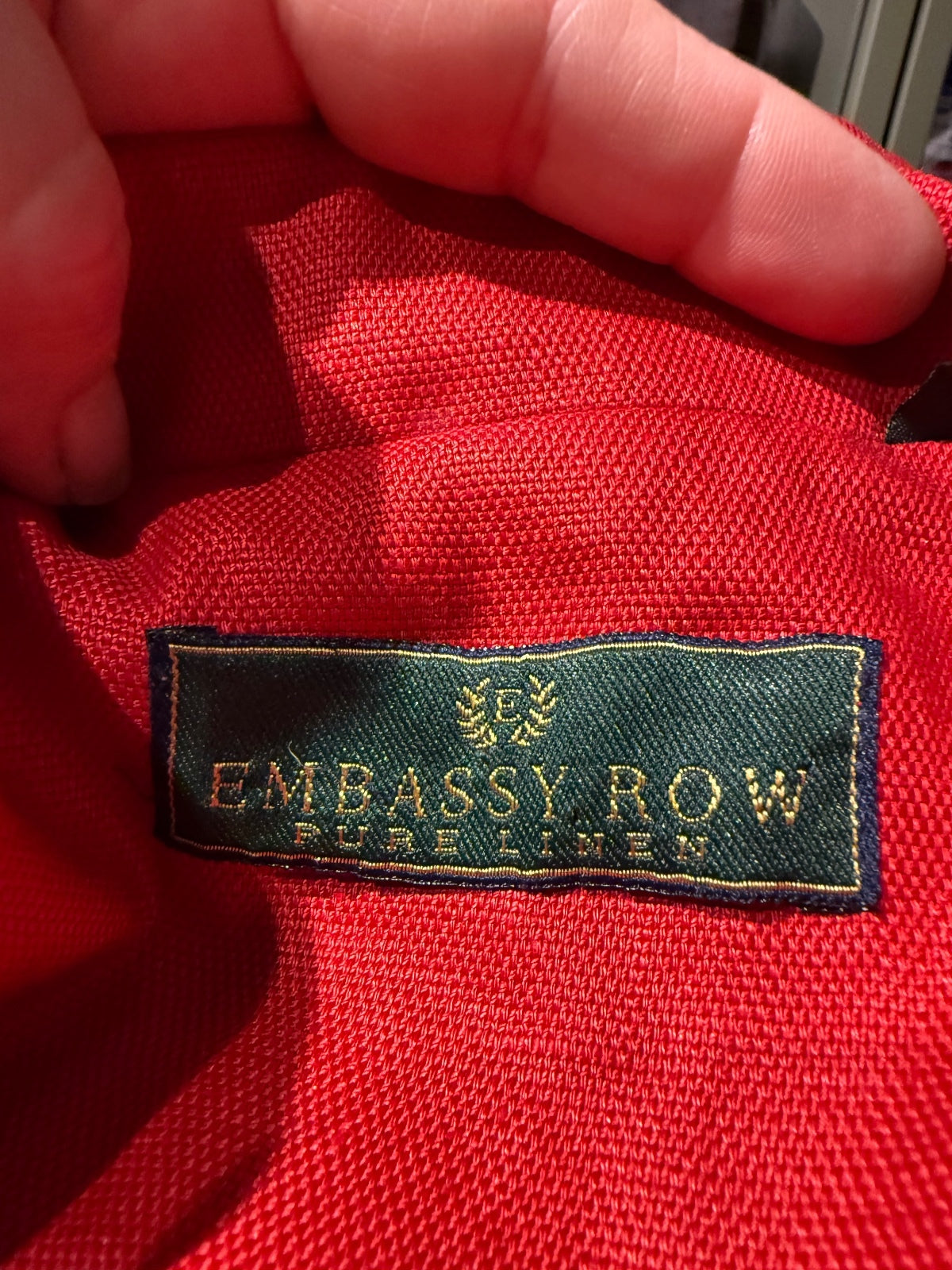 Embassy Row Red Pure Linen Short Sleeve Blazer Jacket