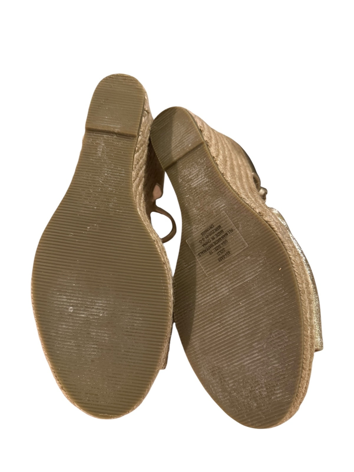 NY & Co Gold Metallic Wedge Sandals with Ankle Strap