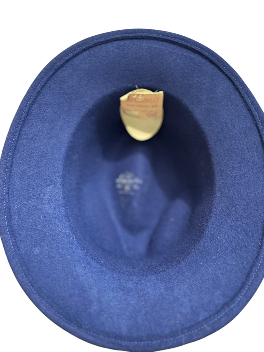 Lancaster Navy Blue Wool Fedora Hat with Burgundy Band Deadstock