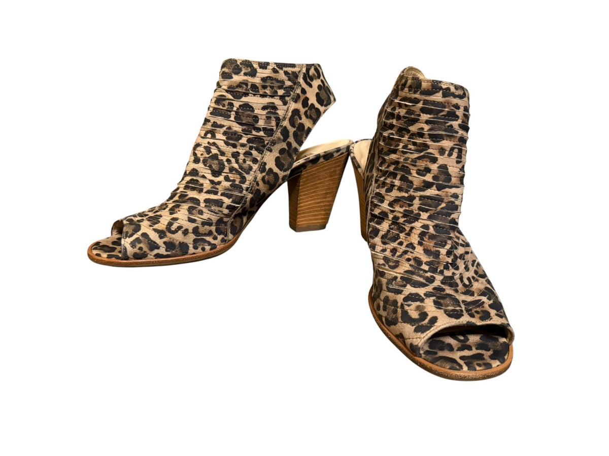 Paul Green Leopard Print Peep Toe Slingback Heeled Booties